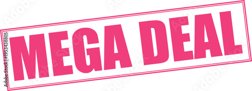 Mega Deal Stamp Pink on White Background