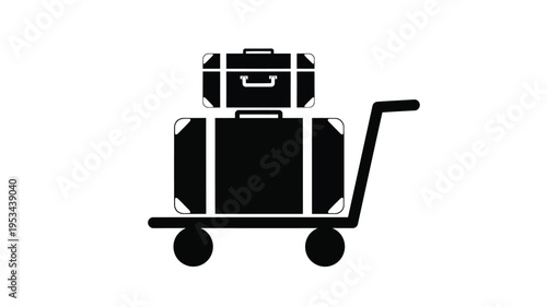 Stacked suitcases on a luggage cart a minimalist silhouette