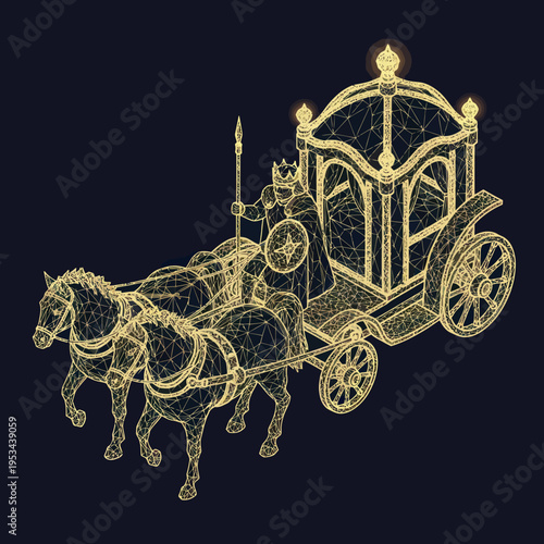 Golden Chariot with Horses and Charioteer.