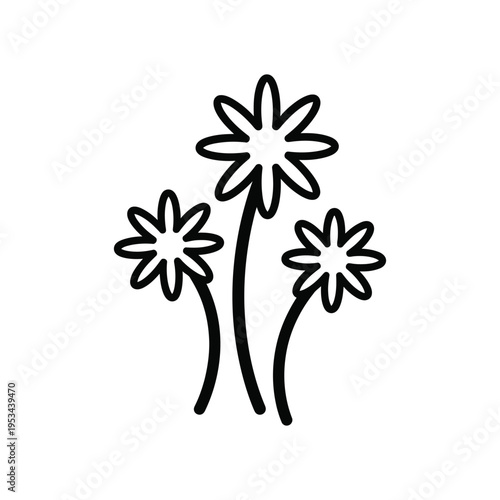 Simple line drawing of three flowers