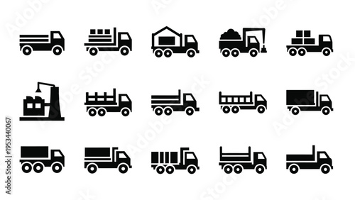 Industrial truck icons set. outline set of industrial truck vector icons for web design isolated on white background