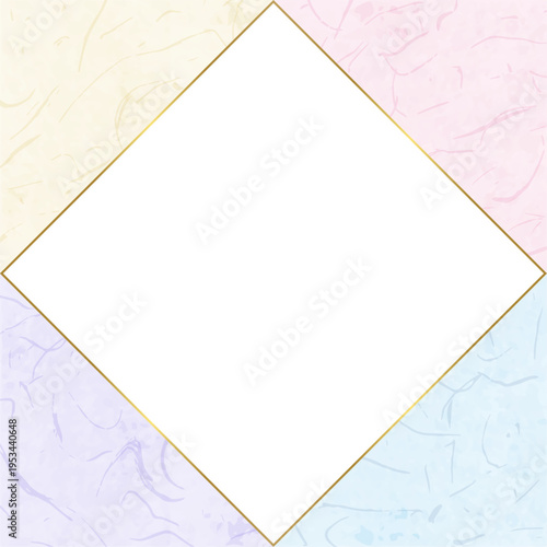 和紙風のフレーム、和風の背景素材、正方形サイズ