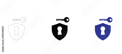  Cyber Security Open Padlock and Shield Icon Set, Unlocked Protection Vector Symbols in Outline, Glyph, and Flat Blue Styles for Data Privacy, Web Safety, and Authorized Access Assets
