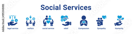 Social Services Icon Banner and Collection