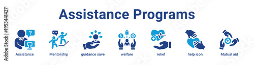 Assistance Programs Icon Banner and Collection