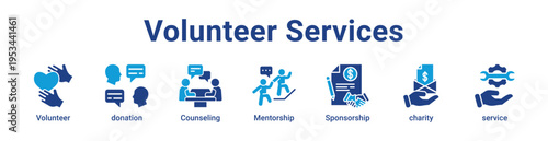 Volunteer Services Icon Banner and Collection