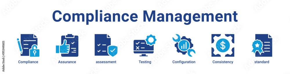 Fototapeta premium Compliance Management Icon Banner and Collection