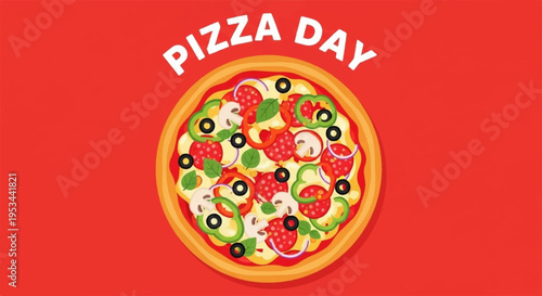 Delicious homemade pizza with strawberries olives and cheese on a red background perfect for food blogs or menu design