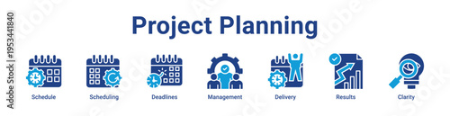 Project Planning Icon Banner and Collection