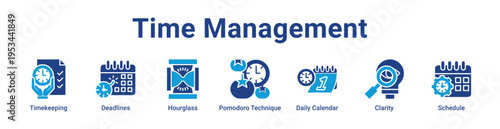 Time Management Icon Banner and Collection