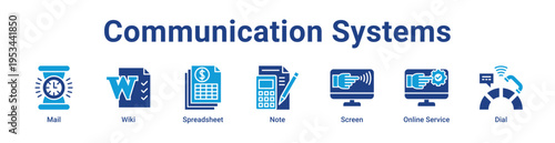 Communication Systems Icon Banner and Collection