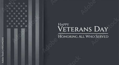 Veterans day greeting card with american flag design honoring all who served