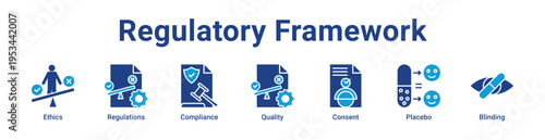 Regulatory Framework Icon Banner and Collection