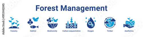 Forest Management Icon Banner and Collection