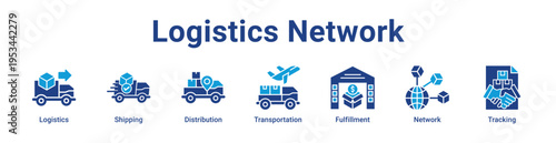 -Logistics Network Icon Banner and Collection