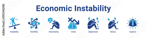 -Economic Instability Icon Banner and Collection