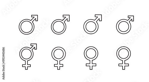 Male and Female Symbols Arranged in Rows Gender Icons