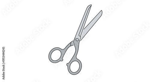 Professional grey hairdressing scissors, shown open and ready for use, an essential tool for precise hair cutting and styling by professionals.