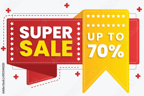 super sale banner template red abstract background. Super sale promo banner.