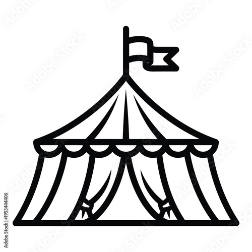 Circus tent with flag on top  iconic festival shelter icon