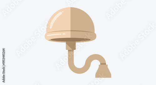 Minimalist illustration of a beige shower cap and a shower head, symbolizing hygiene, personal care, and bathroom essentials.