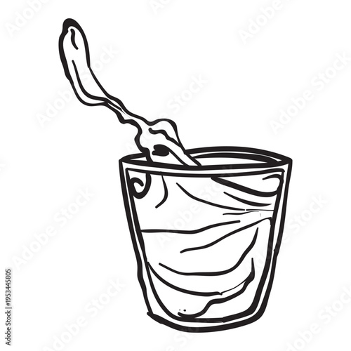 Hand drawing style of spread glass water vector. It is suitable for drinks icon, sign or symbol