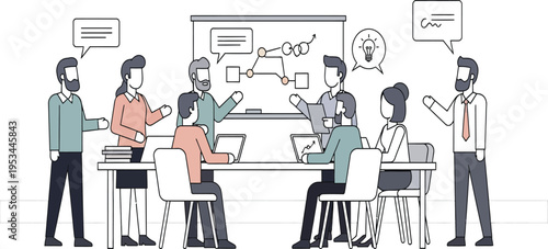 A diverse group of business professionals engaged in a meeting discussion