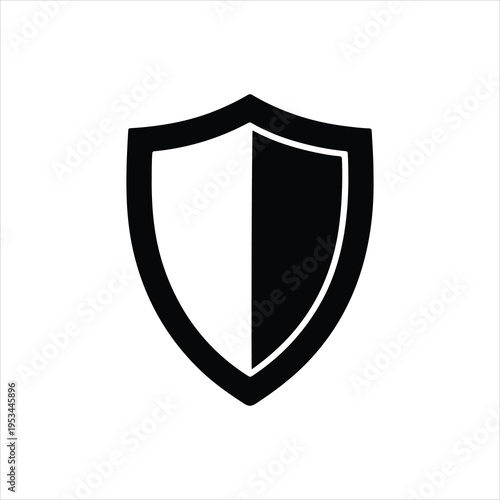 Shield silhouette icon isolated on white background. Security and protection symbol.