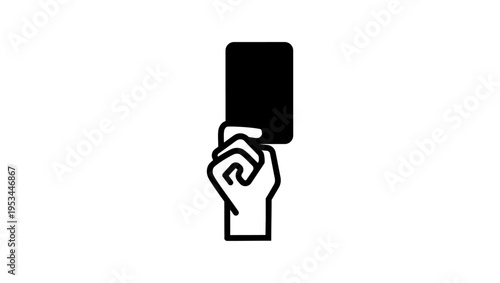 hand showing a yellow card, black isolated silhouette