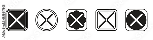 Close icon set. Delete icon vector. Set of check marks and crosses icon collection. Vector Illustration.
