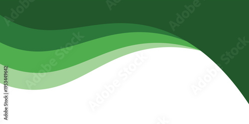 A clean and minimalist abstract background featuring smooth, flowing wave shapes in a gradient of forest green, olive, and light lime. This dynamic curved design is set against a crisp white backdrop,