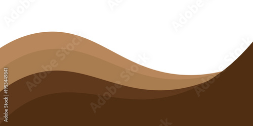 A clean and minimalist abstract background featuring smooth, flowing wave shapes in a gradient of rich chocolate brown, tan, and light beige. 