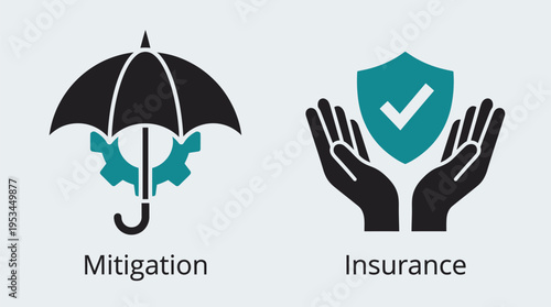Vector graphic illustration of business risk management concepts mitigation and insurance
