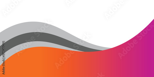 A vibrant and modern abstract background featuring smooth, flowing wave shapes in a unique color palette. The design transitions from a bold magenta and warm orange to professional grey and silver lay