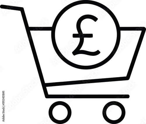 A shopping cart with a pound sign