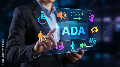 Businessman using digital ADA concept Americans with Disabilities Act accessibility