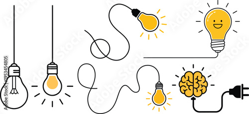 Creative ideas and innovative thinking concept with light bulbs