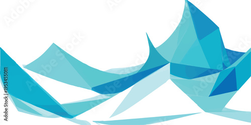 Abstract geometric low poly waves in shades of blue and teal, modern tech background, cool colors