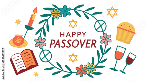 Vector wine and bread seamless border pattern with flowers