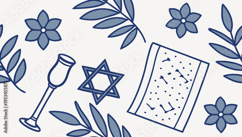 Vector wine and bread seamless border pattern with flowers