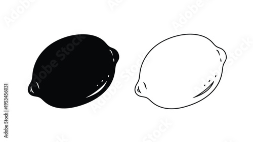 Two lemons one dark and one light in a distinct silhouette