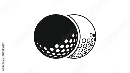 A cracked golf ball design revealing its dimpled surface silhouette