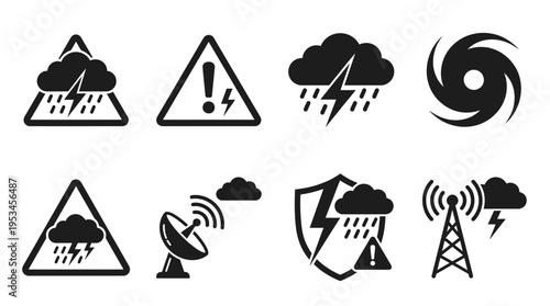 Weather Icons Vector – Storm Warning, Hurricane, Alert, Satellite, Shield, Radio TowerWeather Icons Vector – Storm Warning, Hurricane, Alert, Satellite, Shield, Radio Tower Graphic
Weather Ic Graphic
