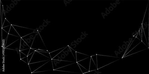 Abstract technology background. Black and white polygonal space with dots and lines. 3d data technology and scientific