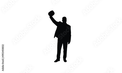 Silhouette of a man raising his hat while standing vector illustration EPS PNG file