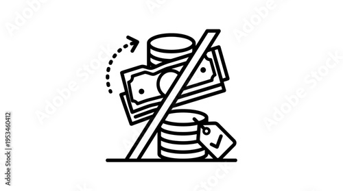 No Discount Black and White Icon Concept