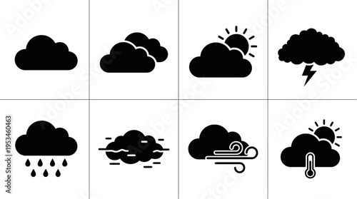 Weather Icons – Clouds, Rain, Thunderstorms, and Wind