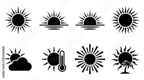 Weather Icons – Sun, Sunrise, Sunset, and Tropical Climate