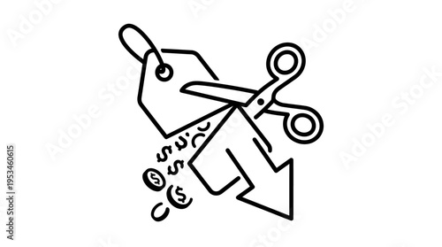 Cutting Price Tag with Scissors Cost Reduction Concept