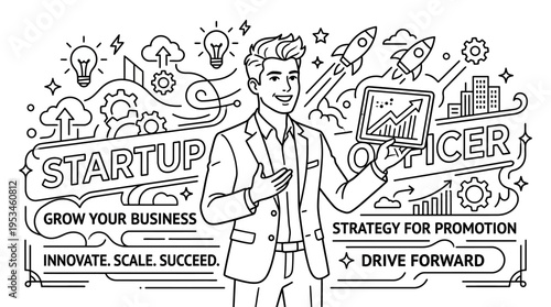 Startup Officer Presenting Business Strategy Elements